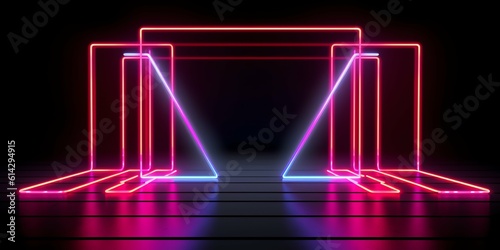 neon light sci-fi triangle  design background Illustration and wallpaper