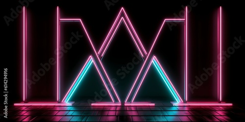 neon light sci-fi triangle  design background Illustration and wallpaper