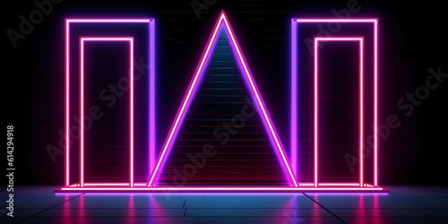 neon light sci-fi triangle  design background Illustration and wallpaper