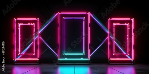 neon light sci-fi triangle  design background Illustration and wallpaper