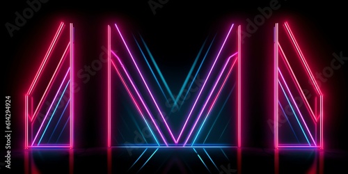 neon light sci-fi triangle  design background Illustration and wallpaper