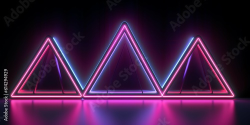 neon light sci-fi triangle  design background Illustration and wallpaper