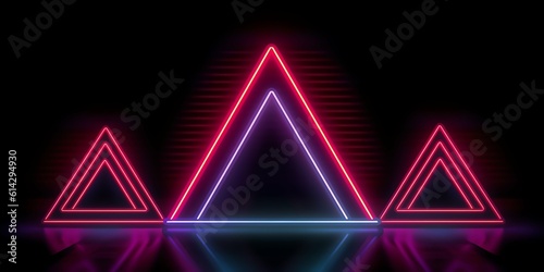 neon light sci-fi triangle  design background Illustration and wallpaper