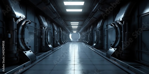 Sci-fi gate with neon lights design background and Illustration
