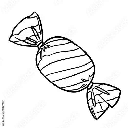 children's drawing of chewing candies, wrapped candy, candy illustration, child candy lineart.