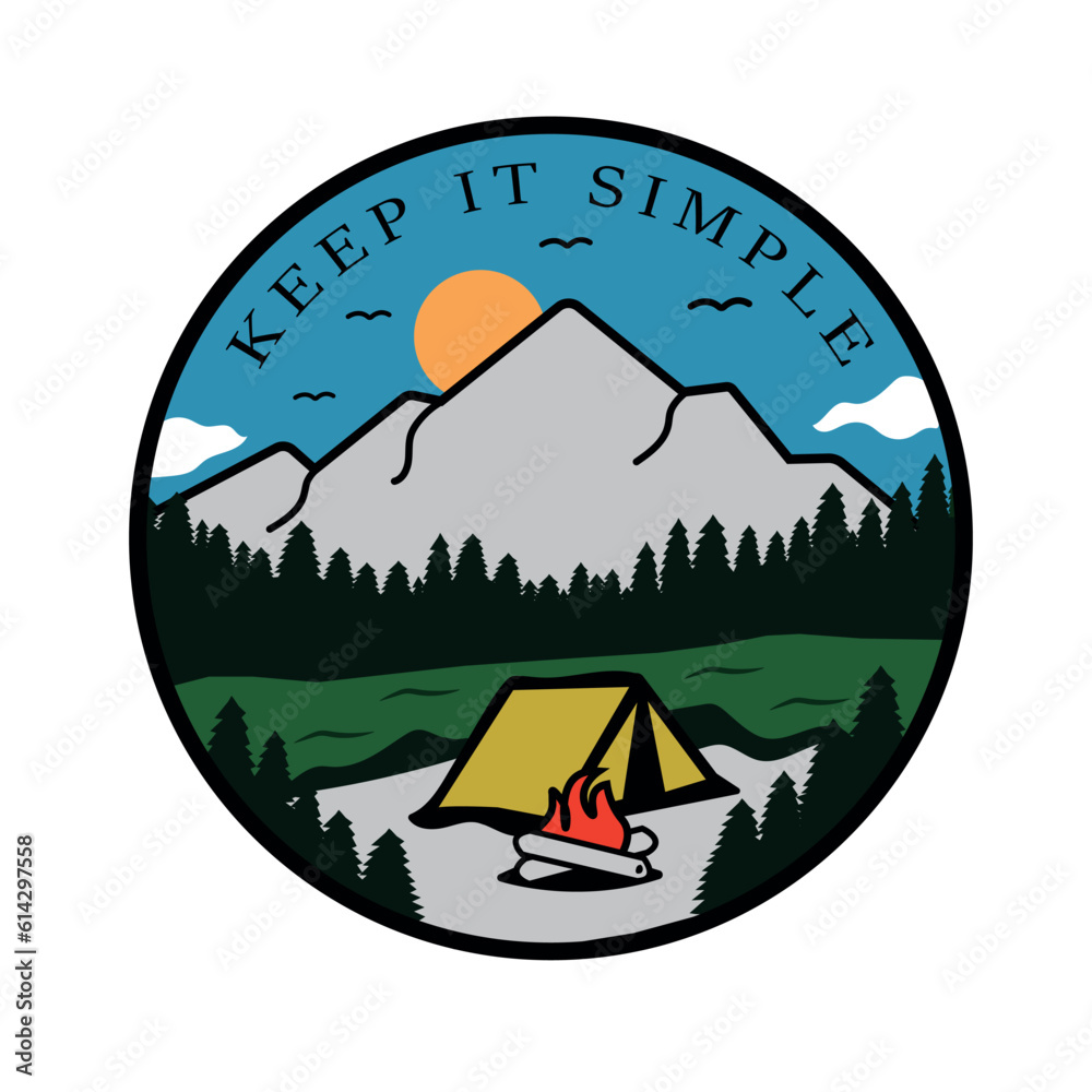 Camping logo, nature logo vector design, outdoor adventure, hiking logo vector. Keep it simple logo vector