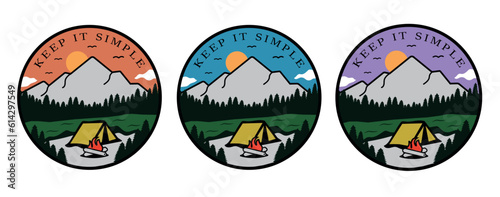 Camping logo, nature logo vector design, outdoor adventure, hiking logo vector. Keep it simple logo vector