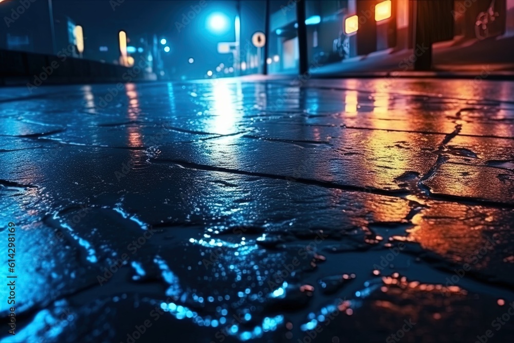 road in the city night with ai-generated images
