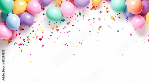 Birthday Balloons on the White Background Created with Generative AI Technology 