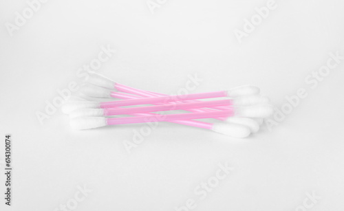 Clean cotton buds isolated on white. Hygienic product