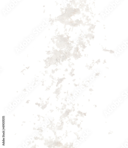 Crystal Salt flying explosion, flake white grain salts explode abstract cloud fly. Big size salt splash in air, food object element design. White background isolated high speed freeze motion