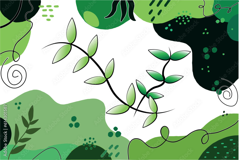 Obraz premium decorative illustration in relation to nature in various shades of green