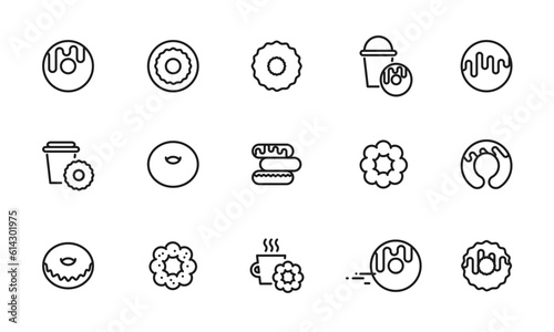 ドーナツのアイコンセット/デザート/メニュー/イラスト/ベクター