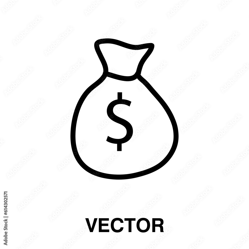 Money bag with dollar sign icon illustration on white background..eps Money bag with dollar sign icon illustration on white background..eps