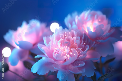 A close up of a bunch of pink flowers. Generative AI. Fresh peony flowers.