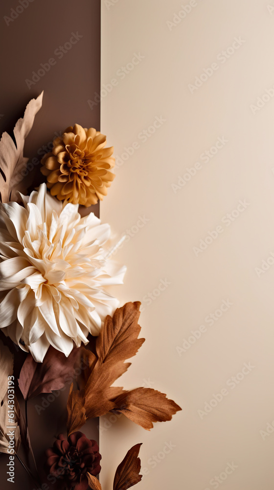 A close up of a flower on a wall. Generative AI. A close up of a flower on a wall. Generative AI.