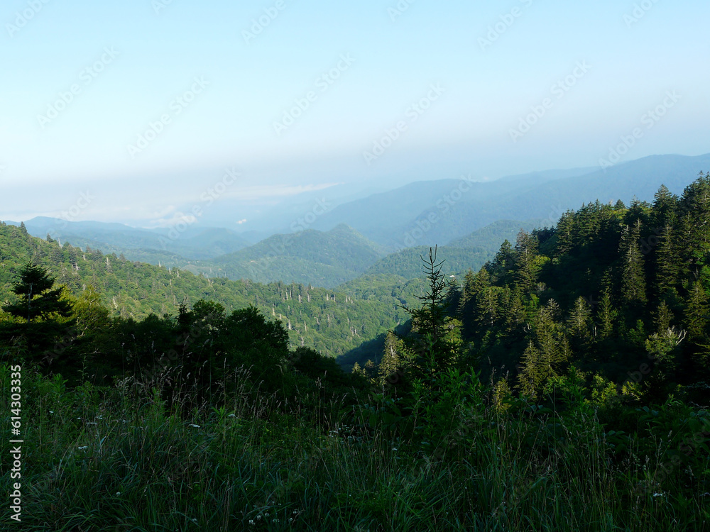 Fototapeta premium Woolyback Overlook Blue Ridge Parkway. This is one of the spectacular views from Woolyback Overlook on Blue Ridge Parkway near Maggie Valley, North Carolina, milepost 452.3.