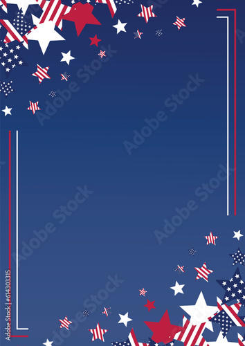 american independence day background, with stars decoration. vector design for banner, greeting card, presentation, brochure, web, social media.