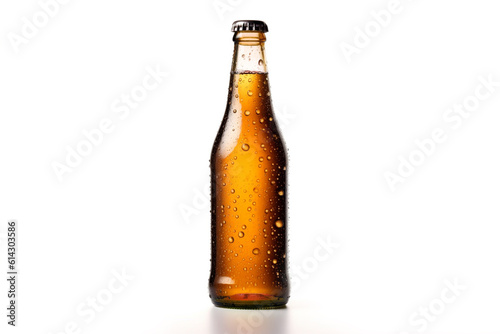 Beer bottle on a white background. Ai generative.