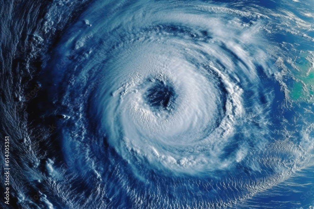 Satellite view of the eye of the storm, tropical storm. Formation of hurricanes. Atmospheric pressure. Earth, globe Satellite view of the eye of the storm, tropical storm. Formation of hurricanes. Atmospheric pressure. Earth, globe