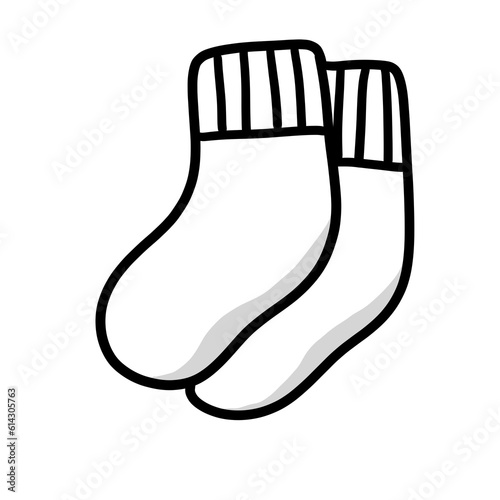 white cotton socks. Hand drawing cartoon. 