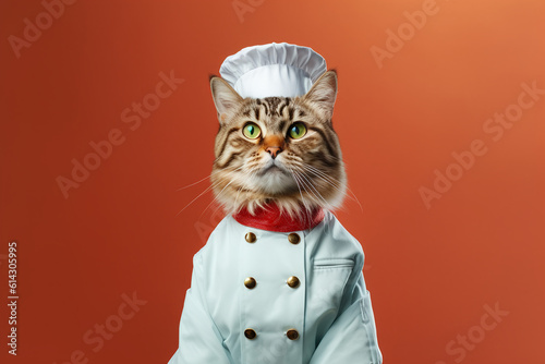 Portrait of a cat dressed like a chef --Generative AI