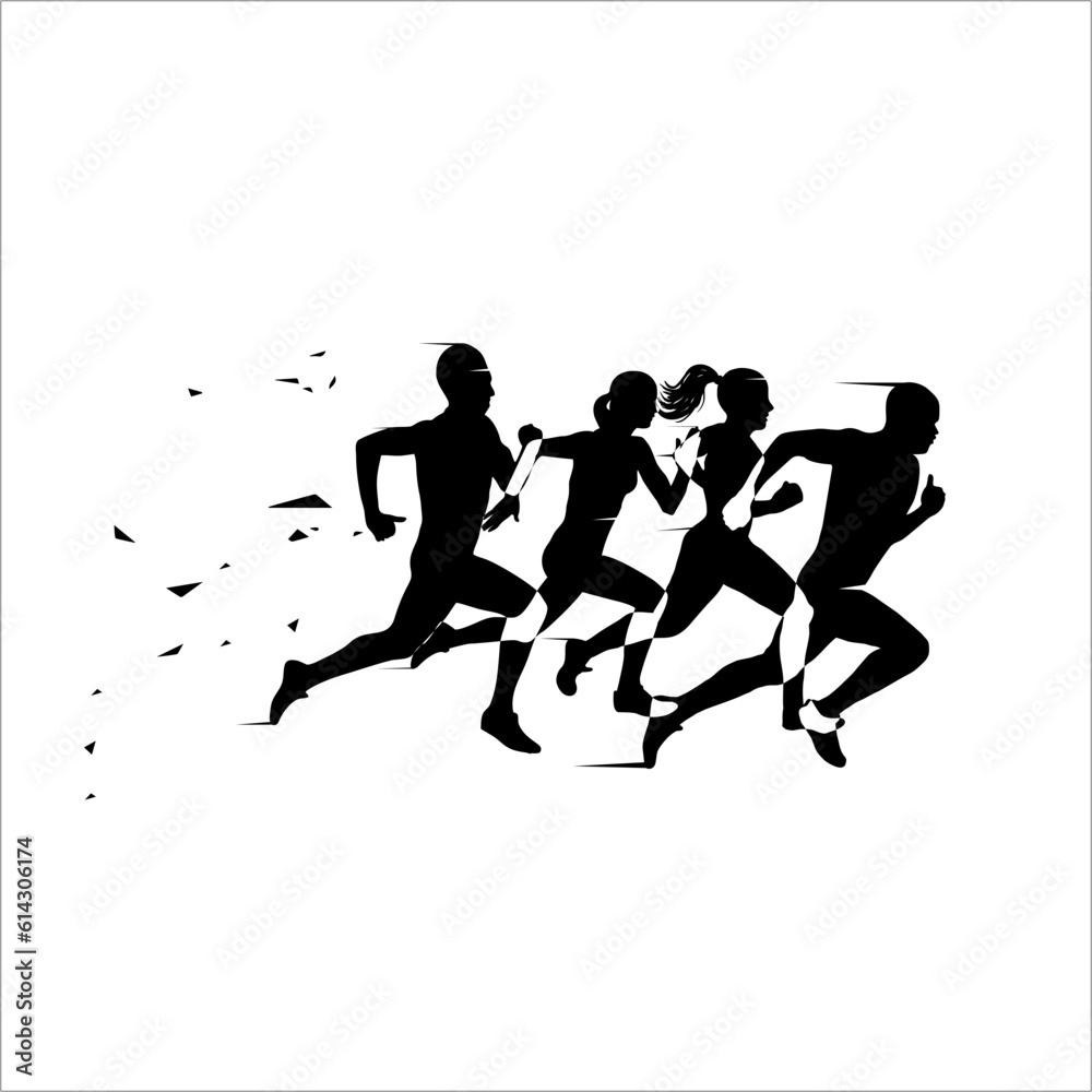 silhouette of a runners