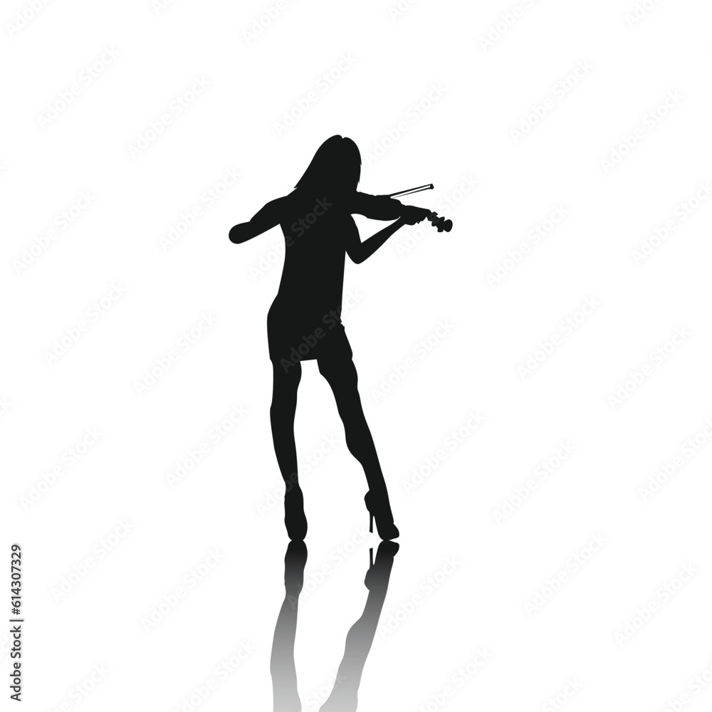 Violinist isolated vector silhouette. Musician standing and playing violin Violinist isolated vector silhouette. Musician standing and playing violin