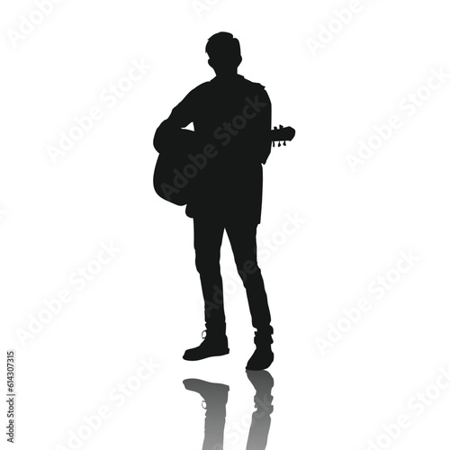 silhouette of a person playing guitar, guitarist, singer and musician playing guitar
