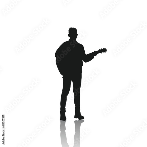 silhouette of a person playing guitar, guitarist, singer and musician playing guitar