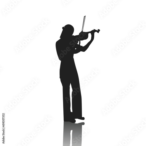 Violinist isolated vector silhouette. Musician standing and playing violin