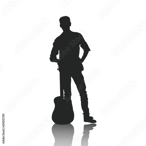 silhouette of a person playing guitar, guitarist, singer and musician playing guitar
