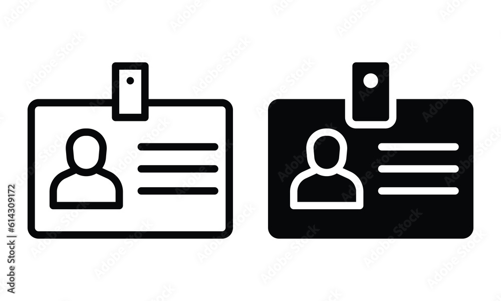 ID card icon with outline and glyph style. ID card icon with outline and glyph style.