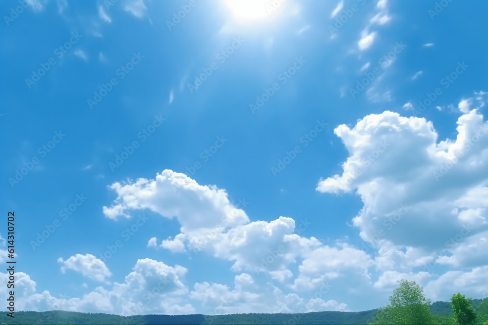 일본, 한여름, 파란 하늘, 맑은 하늘. 인공지능 생성 일본, 한여름, 파란 하늘, 맑은 하늘. 인공지능 생성