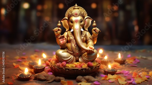 Ganesha Chaturthi, Ganesha illustration, Generative ai photo