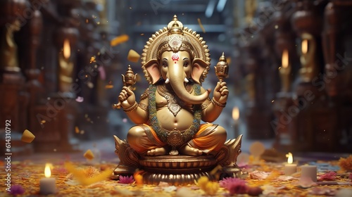 Ganesha Chaturthi, Ganesha illustration, Generative ai © Deep Ai Generation
