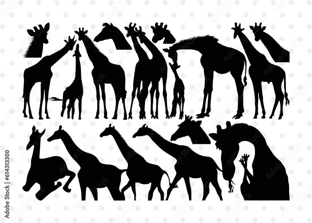 Giraffe Silhouette, Giraffe SVG, Camelopard Svg, Safari Animals Svg