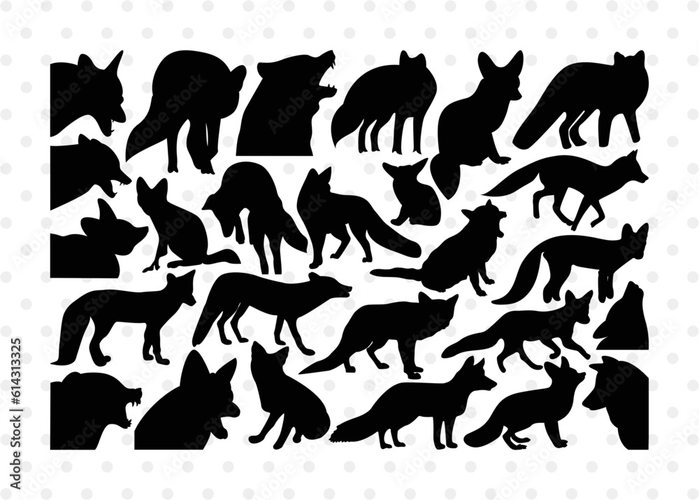 Fox SVG Cut Files | Fox Silhouette | Jackal Svg | Silver Fox Svg