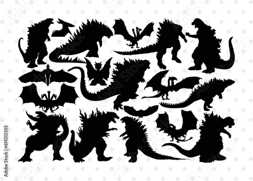 Godzilla SVG Cut Files | Godzilla Silhouette | Rodan Godzilla Svg | Godzilla Monster Svg | Ghidorah Svg Cut File | Godzilla Bundle
