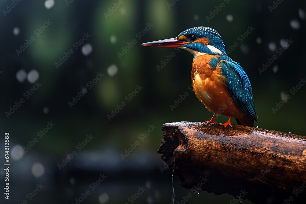 Fototapeta premium kingfisher on the branch.Generative AI