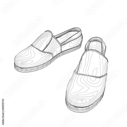 Man shoe line icon. A pair of male shoes element, Man's formal foot wear outline style pictogram for web. Vector illustration. Design on white background. EPS 10.
