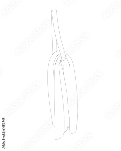 Hanger Elements of Bathroom. Vector illustration of Hanging Towel. Hotel towel line icon. Cartoon clean items for bathroom  hanging cotton textile goods for drying  towel isolated on white background.