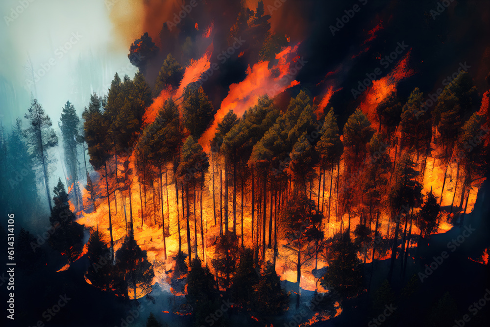 A view of fire burns in a forest from above. Ecology. Damage. Destruction. Risk. Danger. Heat. Hot. Combustion. Ignition. Inferno. Raging. Crisis. Trouble. Spirit A view of fire burns in a forest from above. Ecology. Damage. Destruction. Risk. Danger. Heat. Hot. Combustion. Ignition. Inferno. Raging. Crisis. Trouble. Spirit