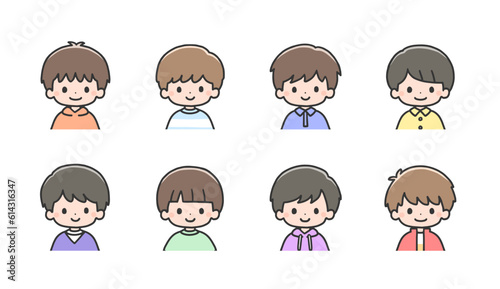 男の子8人のイラストセット