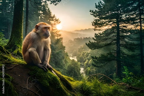 monkey in the green forest. © baloch