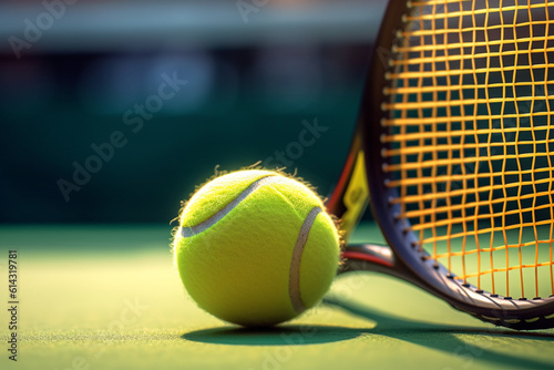 tennis racket and ball on court © masud