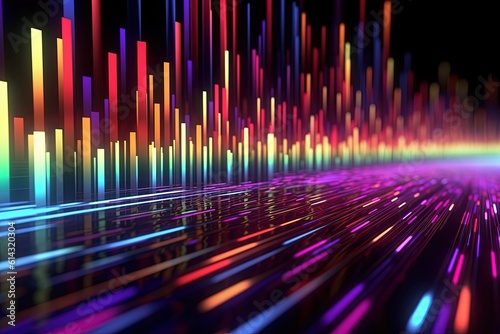 abstract futuristic background with pink blue glowing neon moving high speed wave lines and bokeh lights. Data transfer concept Fantastic wallpaper, Ai Generative