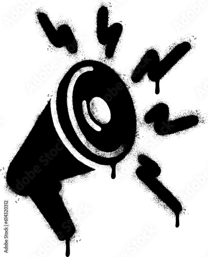 Spray Painted Graffiti Megaphone icon Sprayed isolated with a white background.