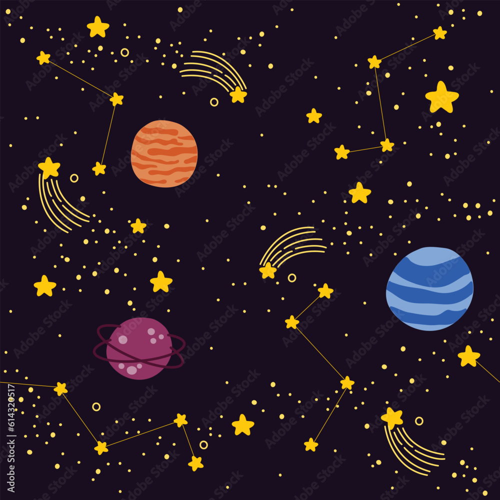 Space background with stars, Cute galaxy background, Colorful space background with stars, Cute galaxy background, Sky with stars and dark blue background.