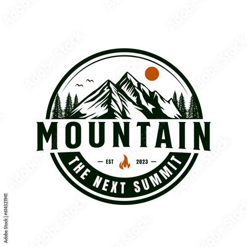 Mountain Logo, Vector Mountain Climbing, Adventure, Design For Climbing, Climbing Equipment, And Brand With Mountain Logo vector illustration